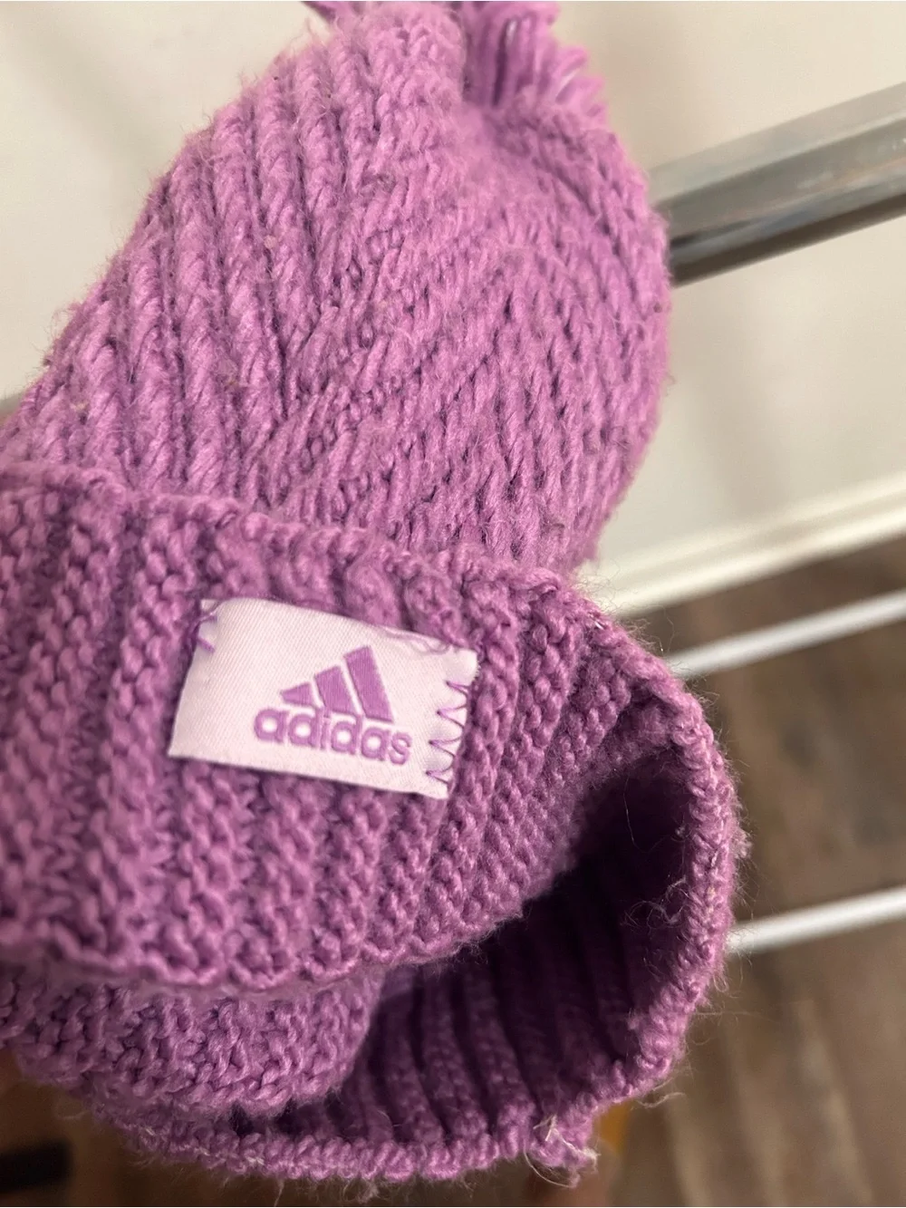 adidas Kids Pink Pom-Pom Knit Beanie